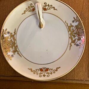 Vintage Noritake Candle Plate: Mid-Century Modern Gold Accents
